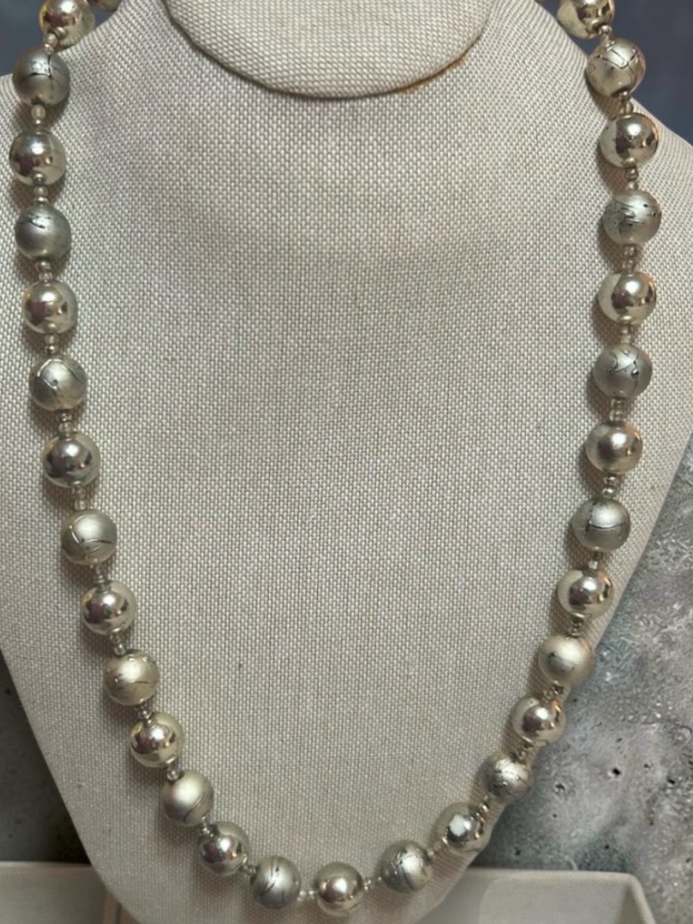 Vintage Mid-Century Japanese "Silver Splash" Beaded Necklace